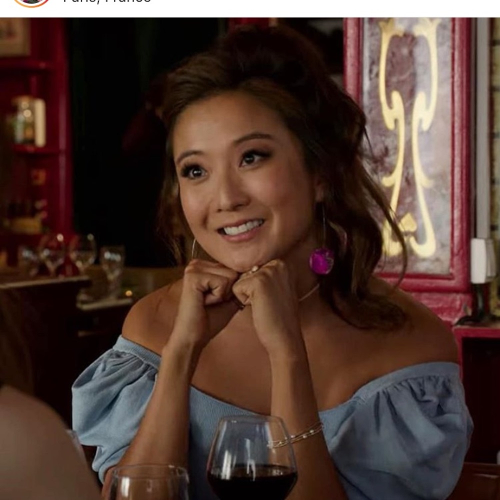 As seen on Emily in Paris - Baby Blue Zara Top